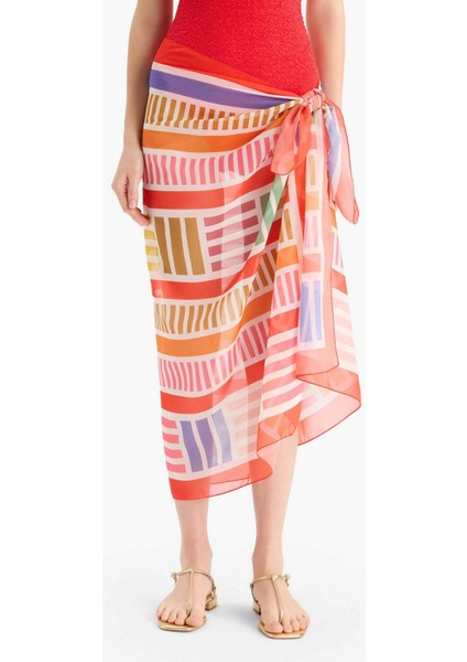 Desenli Şifon Pareo-Fall in Love D0966AX25HS