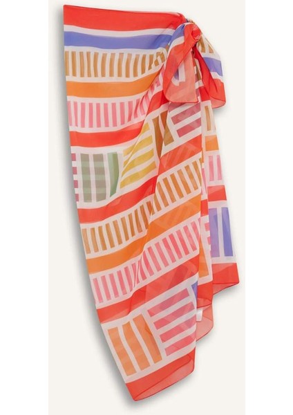 Desenli Şifon Pareo-Fall in Love D0966AX25HS