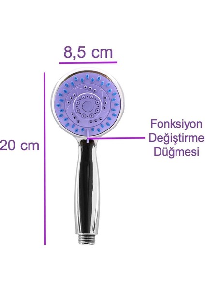 Mor Yuvarlak Metal Duş Seti, Hortum ve Fıskiye, Şık ve Sağlam Tasarım fırsatları