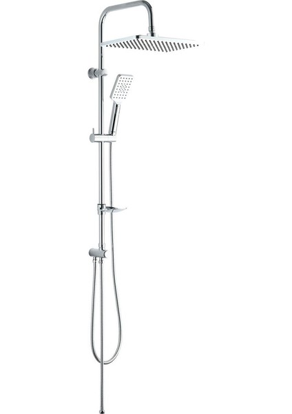 Gri Kolonlu Tepe Duş Seti, 3 Fonksiyonlu El Başlıklı, Kullanışlı ve Şık Tasarım