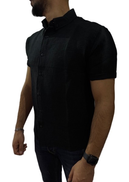 Erkek Siyah Dokulu Kısa Kollu Gömlek fiyatları
