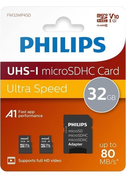 FM32MP45D/00 32GB CLASS10 Uhs-I U1 Tf Adaptörlü Micro Sdhc Hafıza Kartı (2'li Paket)