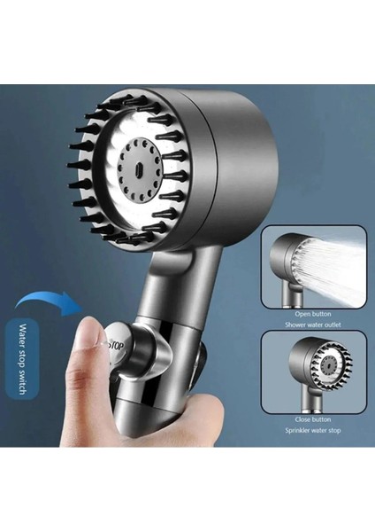 Yüksek Basınçlı, Masajlı, 3 Kademeli, Su Tasarruflu, Filtreli Gri Duş Başlığı fiyatları