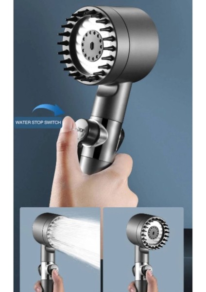 Yüksek Basınçlı, Masajlı, 3 Kademeli, Su Tasarruflu, Filtreli Gri Duş Başlığı modelleri