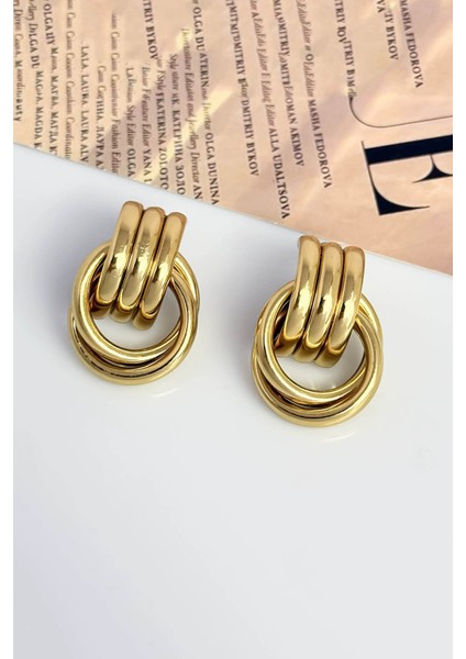 Kadın Altın Kaplama Halka Bağlantı Küpe