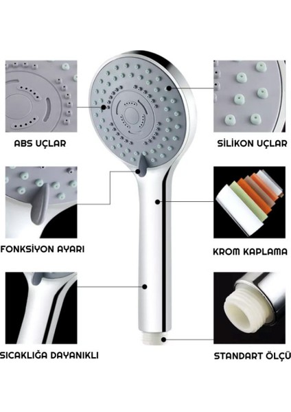 Bej Çok Fonksiyonlu El Duş Başlığı, Konfor ve Şıklık Sunar