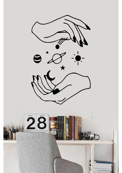 Kadın Elleri ve Uzay Gezegenler Duvar Özel Yeni Sticker Yapıştırma (Sudan ve Nemden Etkilenmez) fiyatları