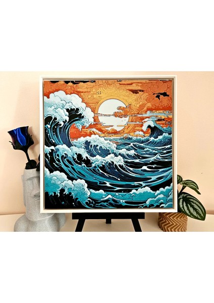 Japanese Wave Kabartmalı Tablo