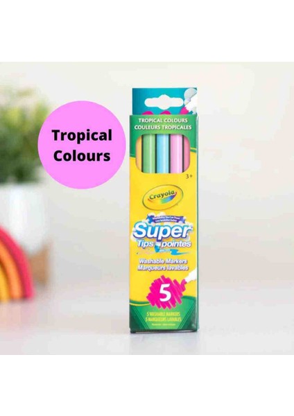 5 Super Tips Washable Markers Tropical Colors Amerikan Nontoxic 5 Yıkanabilir Marker-3 Yaş Üzeri