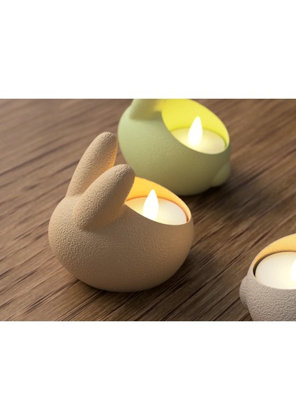 Paskalya Tavşanı 3 'lü Yapay Mumluk Seti (Yapay Mum Hediyeli) fiyatları