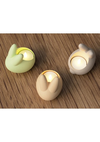 Paskalya Tavşanı 3 'lü Yapay Mumluk Seti (Yapay Mum Hediyeli) modelleri