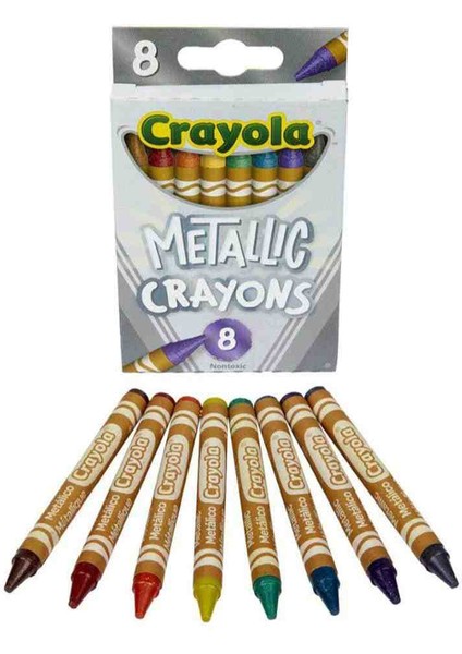 8 Metallic Crayons-Amerikan-Nontoxic-8 Metalik Renk Mum Boya Seti fiyatları