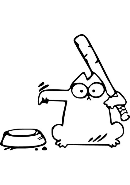 Sopalı Aç Kedi Sticker 20 x 18 cm