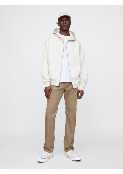 Erkek Bej GapFlex Kadife Straight Jean Pantolon