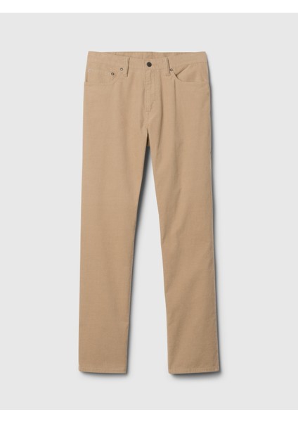 Erkek Bej GapFlex Kadife Straight Jean Pantolon