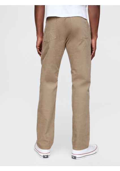 Erkek Bej GapFlex Kadife Straight Jean Pantolon