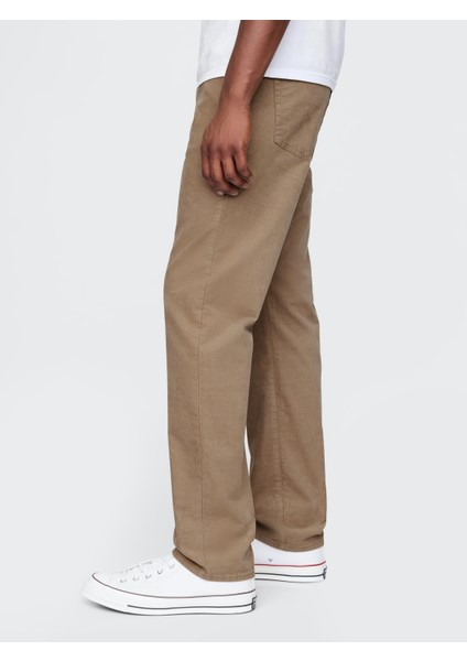 Erkek Bej GapFlex Kadife Straight Jean Pantolon