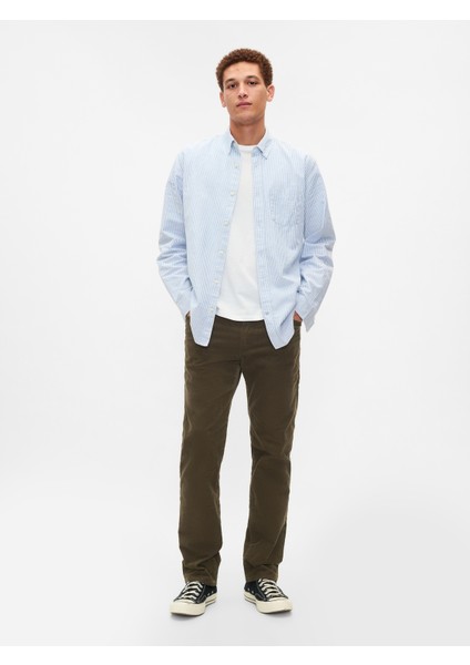 Erkek Haki GapFlex Kadife Straight Jean Pantolon