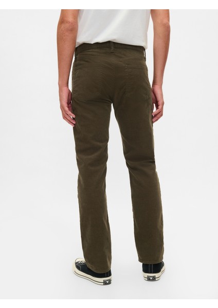 Erkek Haki GapFlex Kadife Straight Jean Pantolon
