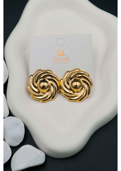 Kadın Altın Kaplama Spiral Halka Küpe modelleri