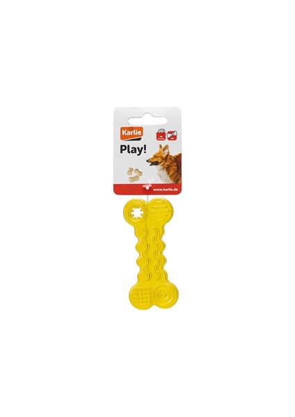 Zengezur Karlıe Köpekler Için Plastik Diş Kaşıma Kemik Şeklinde Oyuncak Sarı (10X4X1,5)