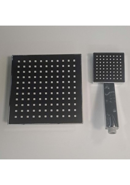 Kare Duş Başlığı, Krom ve Siyah Renk, 19X19 Cm, Şık ve Dayanıklı Tasarım fiyatları