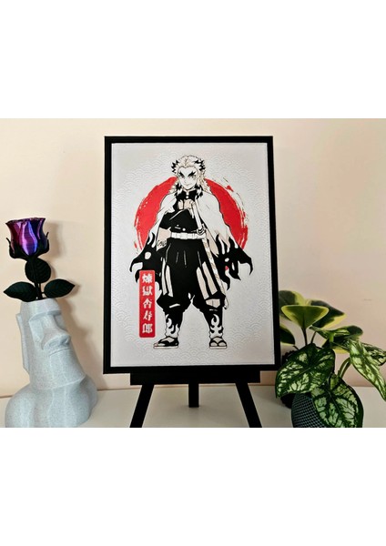 Kyojuro Rengoku - Demon Slayer Kabartmalı Tablo