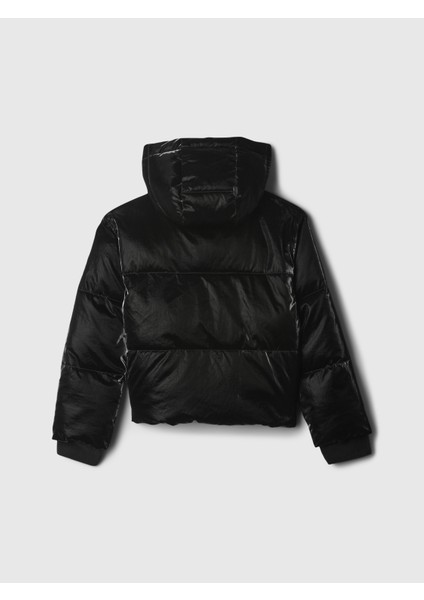 Kız Çocuk Siyah ColdControl Max Shine Puffer Şişme Mont