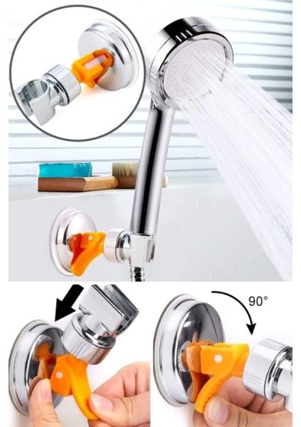 360° Ayarlanabilir Vakumlu Duş Askısı, Gri, Dayanıklı ve Pratik Kullanım