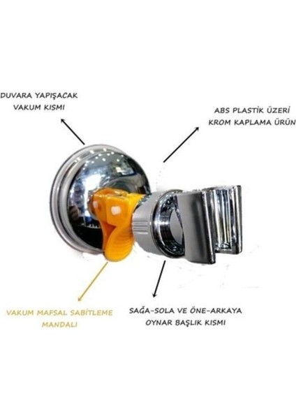 360° Ayarlanabilir Vakumlu Duş Askısı, Gri, Dayanıklı ve Pratik Kullanım indirimleri