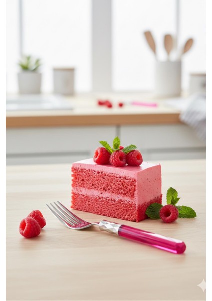 6 Lı Paslanmaz Çelik Pembe Tatlı Çatalı Seti fiyatları