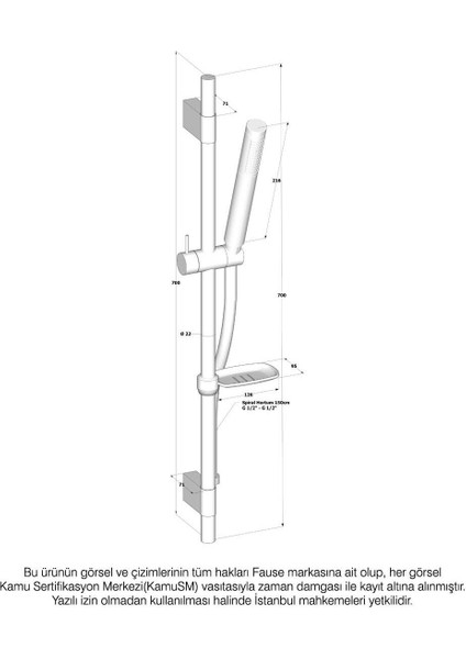 Gri Sürgülü Duş Seti, Pirinç Başlık, KSS101, Kaliteli ve Şık Tasarım fırsatları