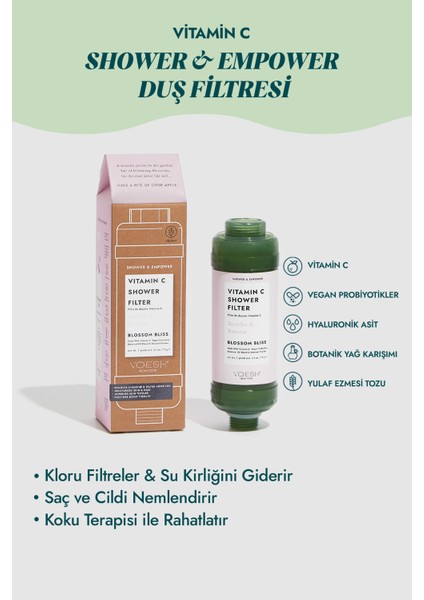 Canlandırıcı Vitamin C Duş Filtresi, Çiçek ve Yeşil Tonlar, Ferahlatıcı Temizlik