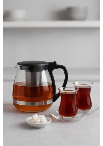 Cam Demlik 1250 ml Siyah Kapaklı fiyatları