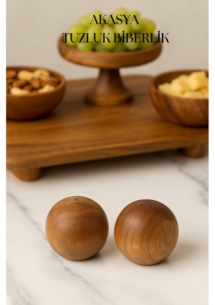 Akasya 2 Li Top Tuzluk Biberlik Seti - Şık ve Doğal