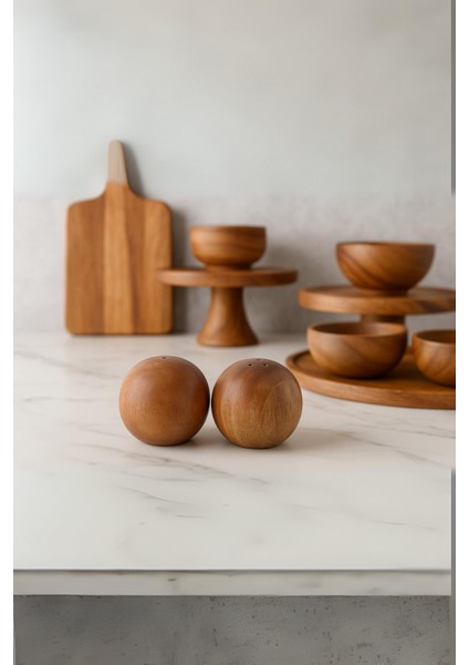 Akasya 2 Li Top Tuzluk Biberlik Seti - Şık ve Doğal indirimleri