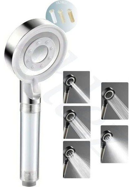 5 Fonksiyonlu Beyaz Filtreli Duş Başlığı, Rahat ve Hijyenik Duş Deneyimi Sağlar modelleri