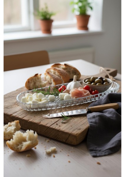 Cam Balık Sırtı Baton Sunum Tabağı 28 cm