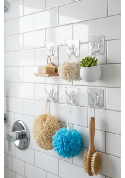 6 Lı Metalize Sarı Gümüş Askı Seti Şeffaf