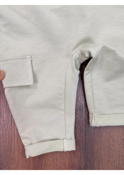 Safari Şapkalı Nakışlı Çizgili Sweatshirt Salopet Erkek Bebek Takım indirimleri