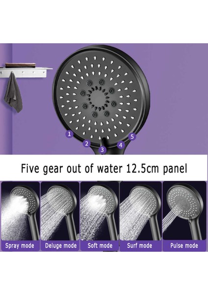 5 Fonksiyonlu Siyah Mafsallı Yuvarlak Duş Başlığı ve Pvc Hortum Seti modelleri