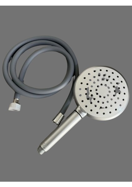150 cm Pvc Duş Seti, Hortum ve El Duş Başlığı, Şık Gri Renkli Kullanım Kolaylığı