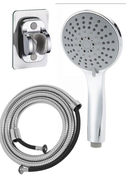 Büyük Boy Krom Duş Başlığı ve 150CM Örgülü Hortumlu Set