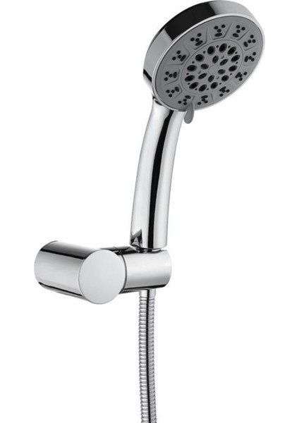Şık Krom Duş Başlığı Seti, Çok Fonksiyonlu ve Oynar Özellikli, Gri Renkli