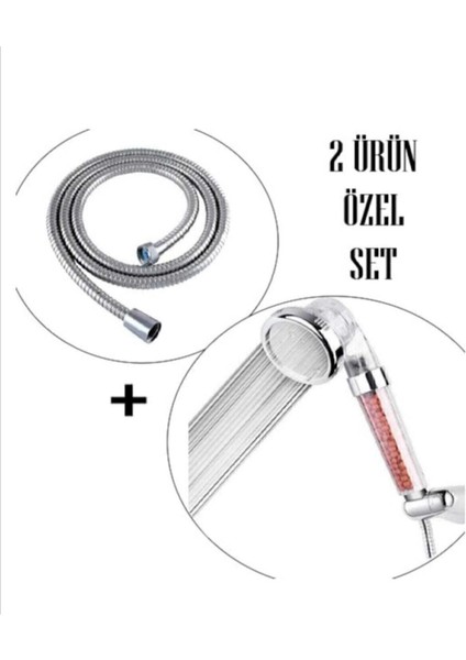 Gri Boncuklu Su Arıtmalı Tasarruflu Duş Başlığı ve Hortumu Hediye fiyatları