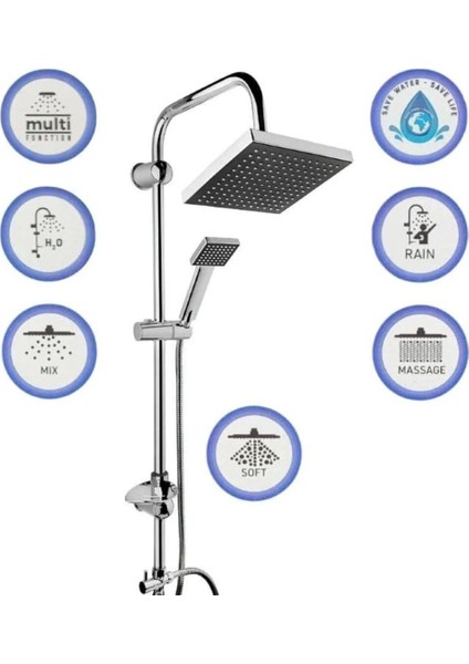 Gri Kare Duş Başlığı Seti, Şık ve Modern Tasarım, Dayanıklı ve Kullanışlı Ürün. fiyatları