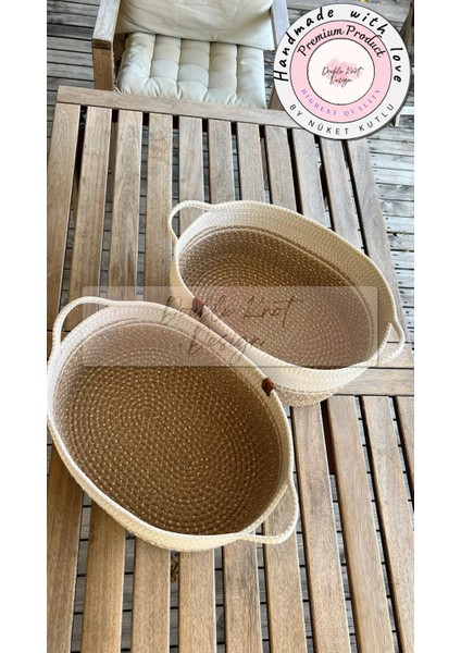 2li Organizer Tress Çok Amaçlı Düzenleyici Sepet Hasır Jüt Yılbaşı