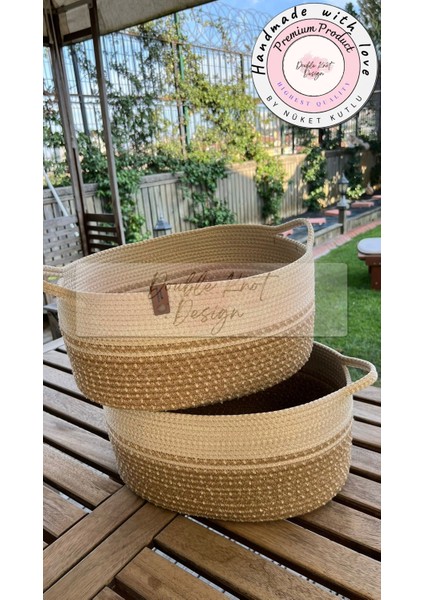 2li Organizer Tress Çok Amaçlı Düzenleyici Sepet Hasır Jüt Yılbaşı