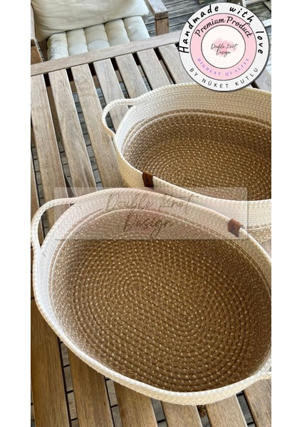 2li Organizer Tress Çok Amaçlı Düzenleyici Sepet Hasır Jüt Yılbaşı