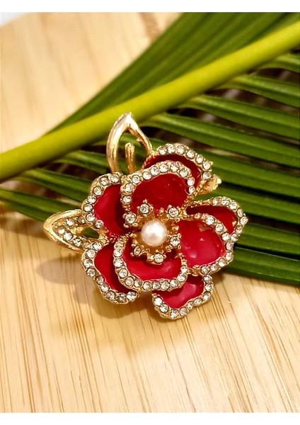 Kırmızı Gül Çiçek Figürlü Broş fiyatları